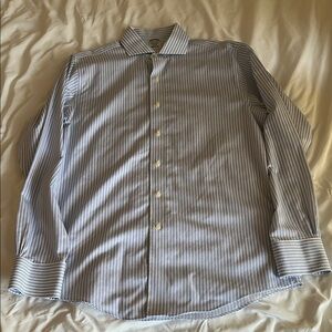 Men's Blue Striped Dress Shirt